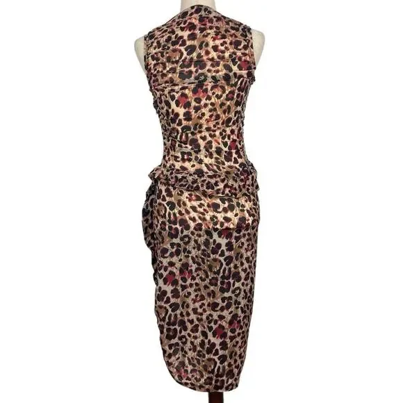 BALENCIAGA Animal Print Stretch Body Conturing Sleeveless Dress - Size 6 - Picture 3 of 11